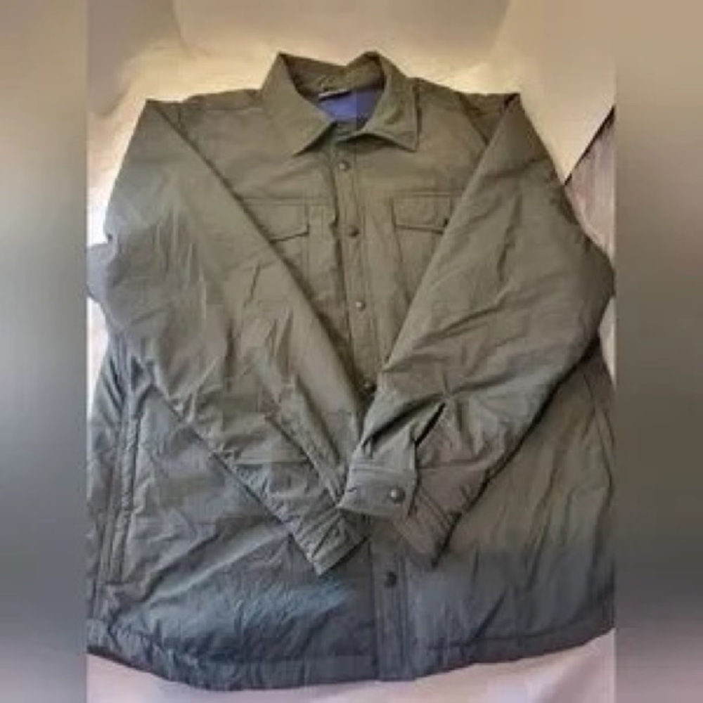 Classic Men's Quilted Button-Up Jacket - Olive Green - Picture 3 of 6